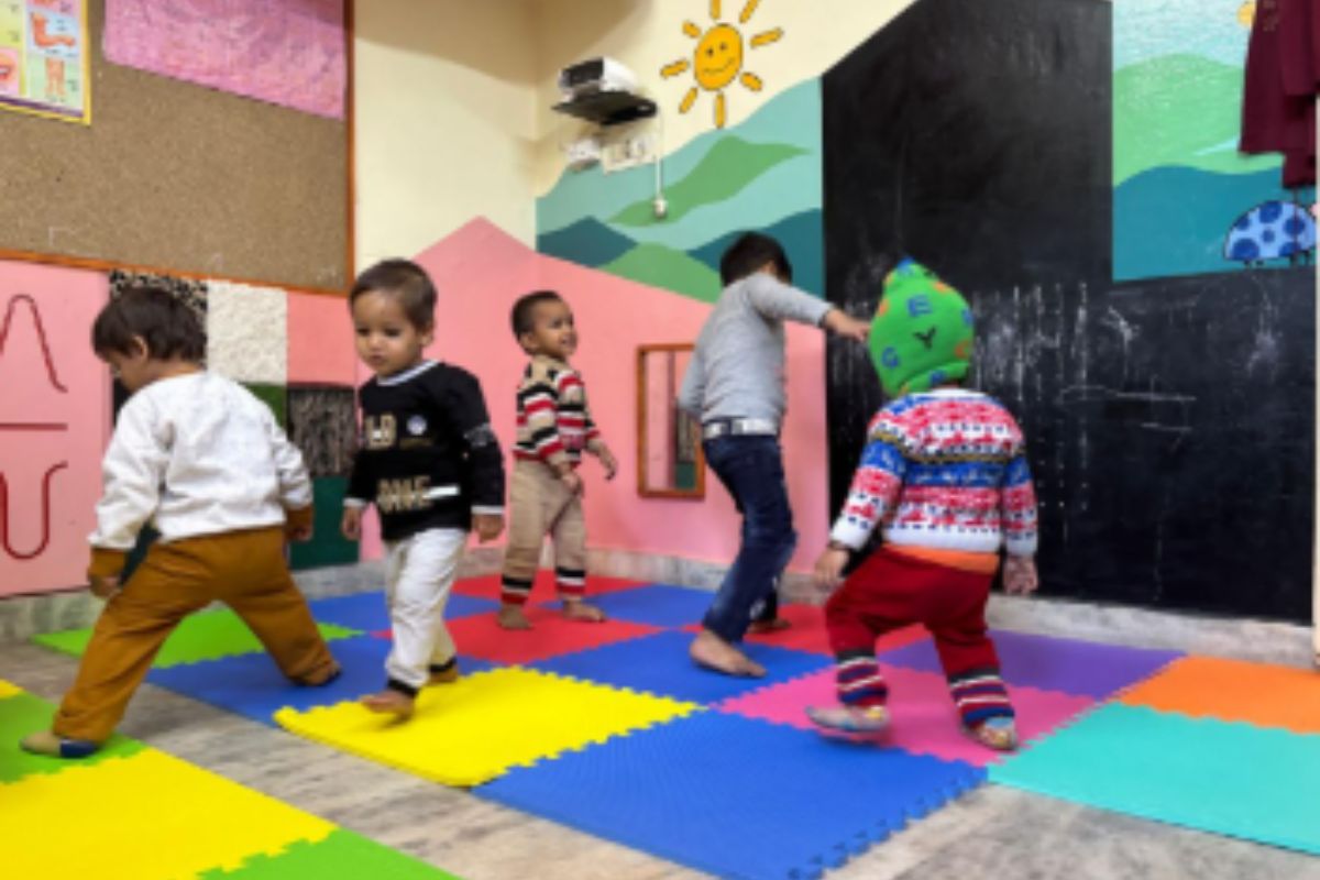 SEWA Delhi Community Childcare Children Learning and Playing Children learning and playing at a SEWA Delhi community childcare centre