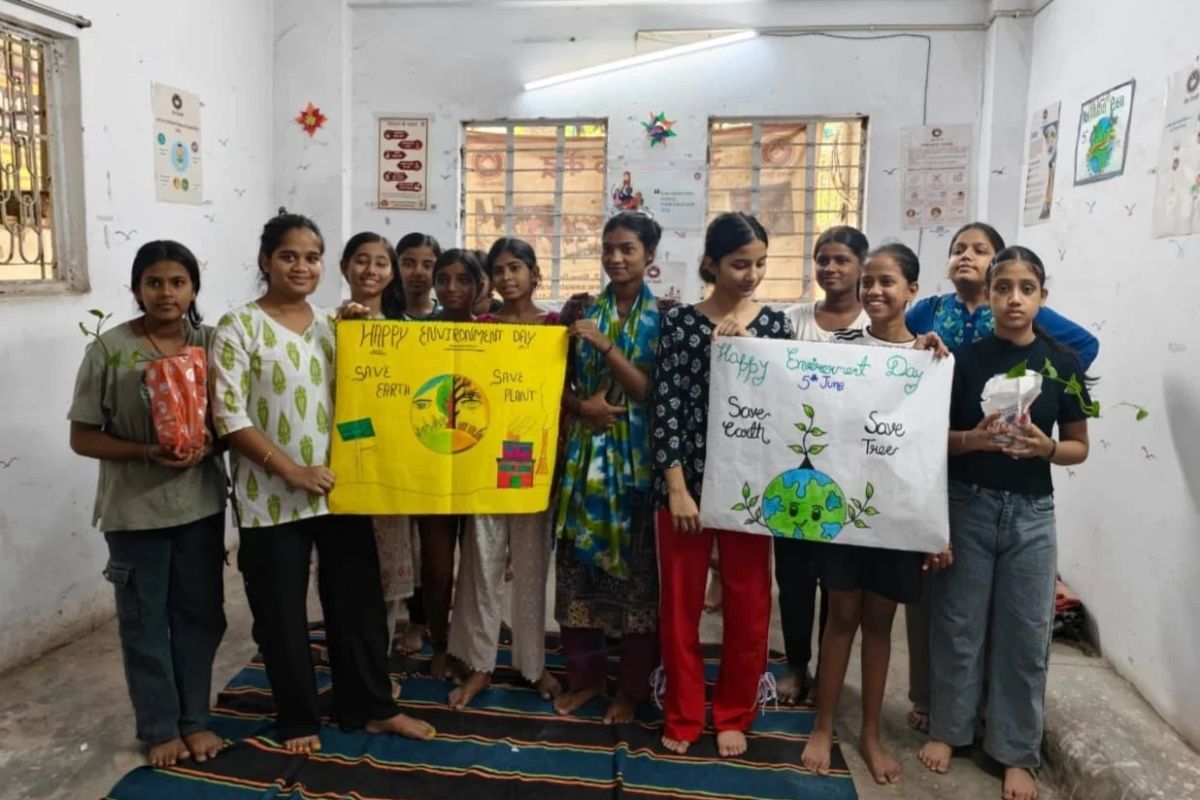Young leaders at SEWA Delhi participating in an Environment Day activity