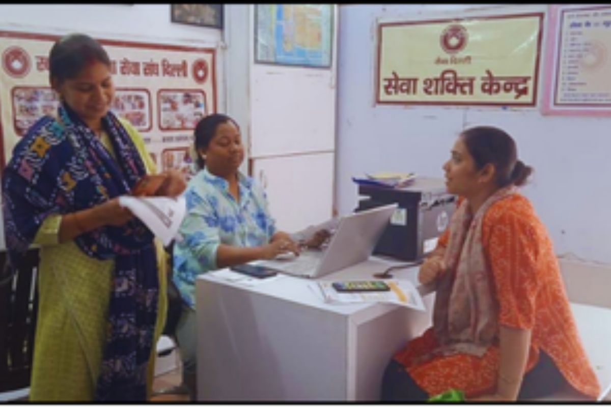 Women receiving support at a SEWA Shakti Kendra community centre in Delhi